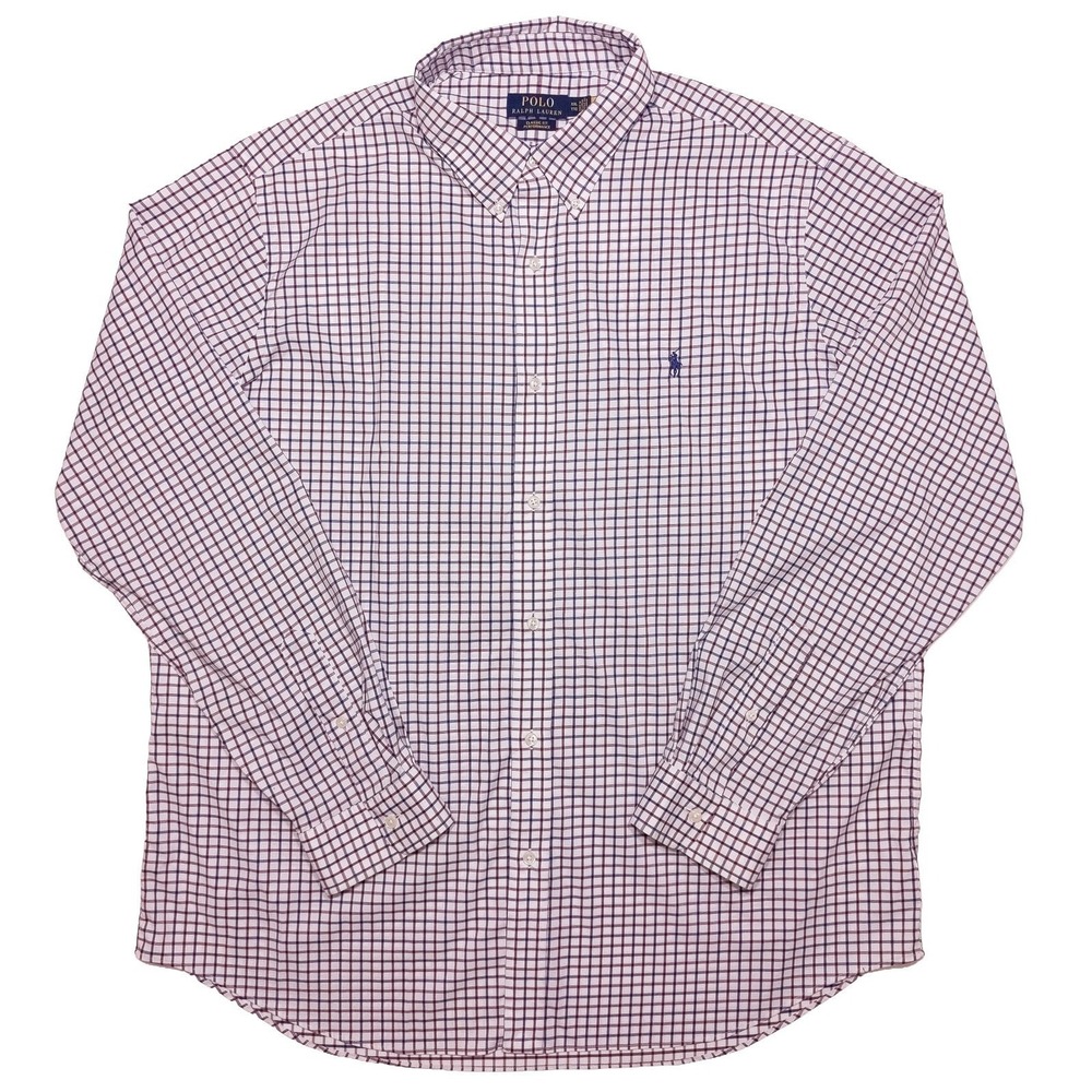 POLO RALPH LAUREN Performance Long Sleeve Button Shirt Red Blue Checks XXL 2XL‎